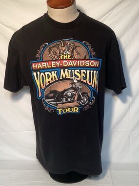 Harley-Davidson Vintage 90s York Museum Graphic Single Stitch Tee Men’s Size XL